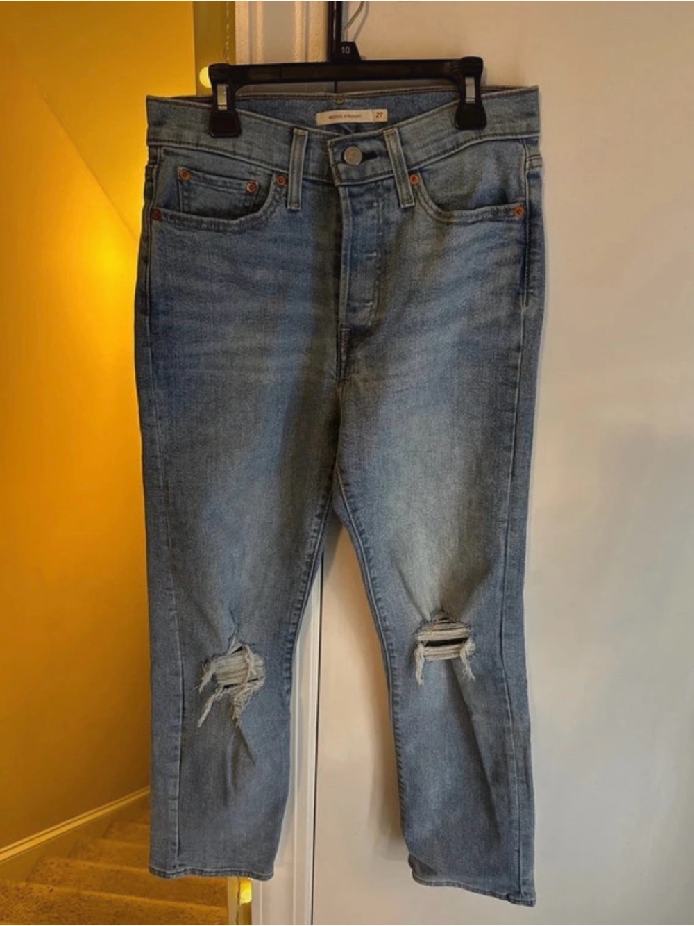 Levi's Wedgie Straight-Leg Jeans with Knee Rips
